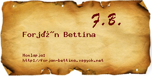 Forján Bettina névjegykártya